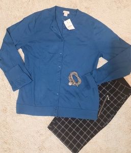 J.Crew NWT sz LARGE Cardigan - dark turquoise